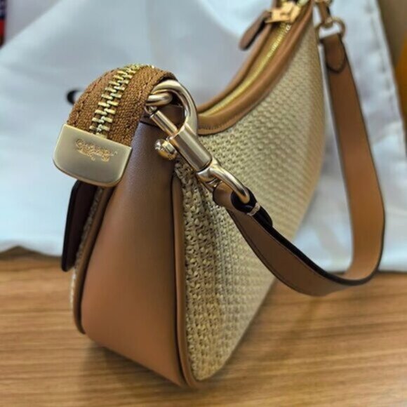 COACH Teri 2way Shoulder Bag Crossbody Straw CR350 - Picture 3 of 6